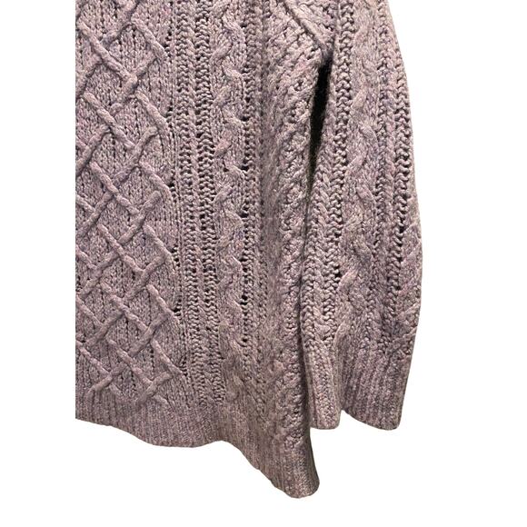 SALE! Ann Taylor Loft Purple Wool-Blend Pullover Cable Knit Sweater Size Small - Picture 6 of 9